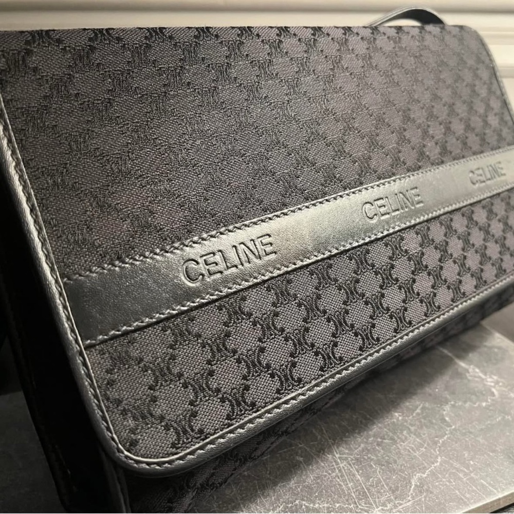 Celine Triomphe Vintage Canvas & Leather 2-Way Purse